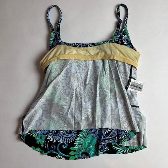 Miraclesuit Tankini Top 8 Tiered Swim Bathing Paisley Floral Beachy Swim Ruffle - Picture 7 of 9